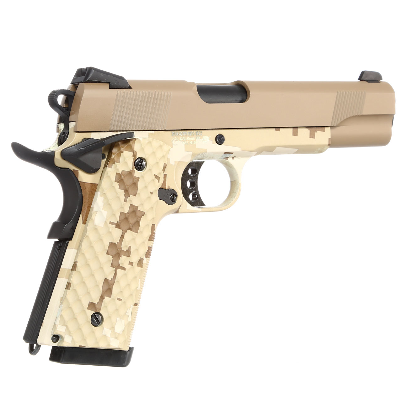 Nuprol Raven M1911 MEU Vollmetall GBB 6mm BB Tan / Digital Desert Bild 4