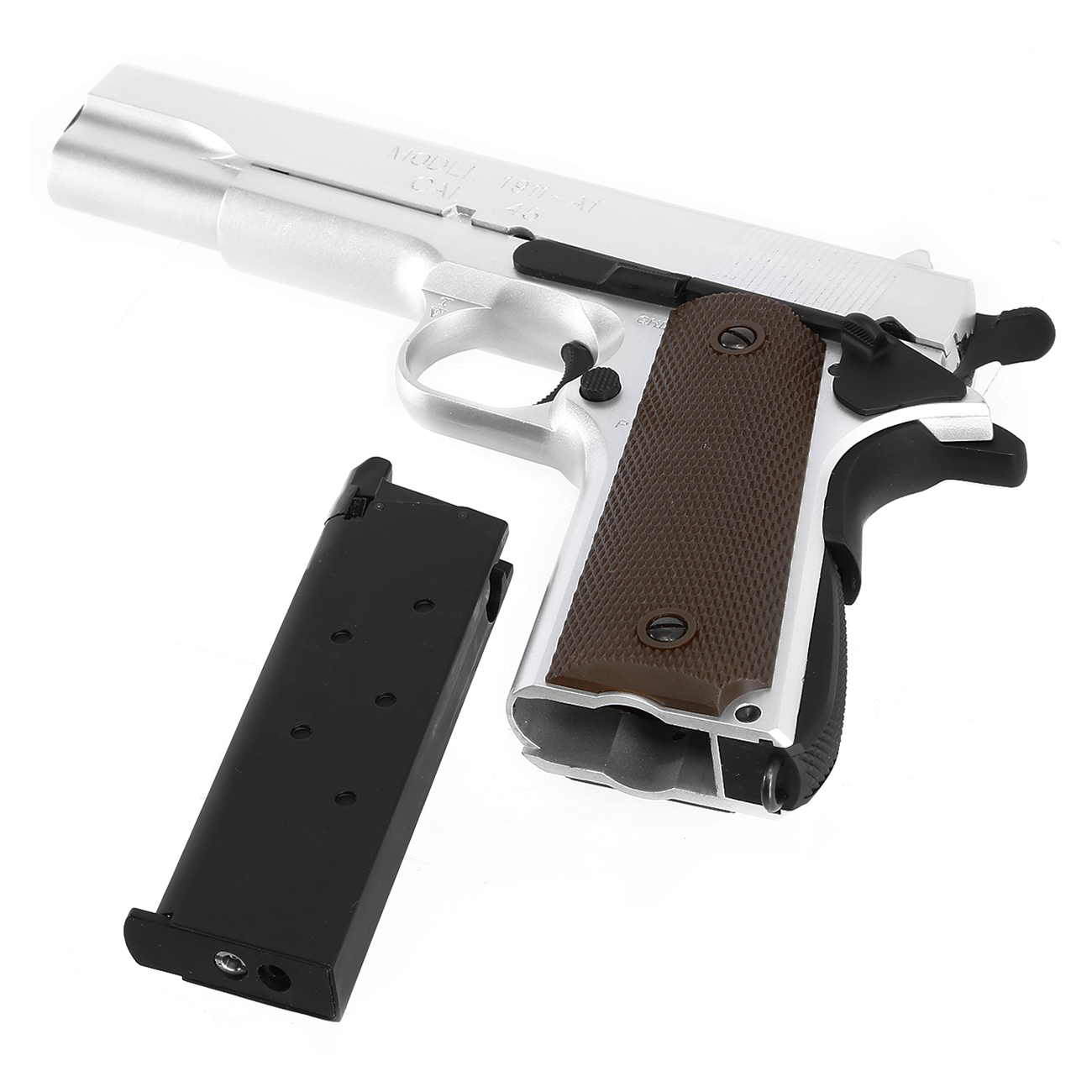 King Arms M1911-A1 Cal. 45 Vollmetall GBB 6mm BB silber Bild 6