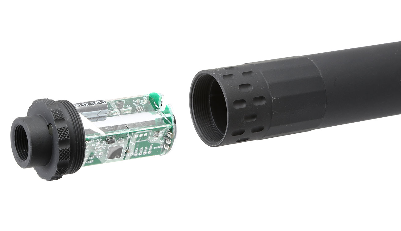 Acetech / EMG / Gemtech GM-9 Aluminium Silencer Tracer Unit inkl. Akku 14mm- schwarz Bild 1