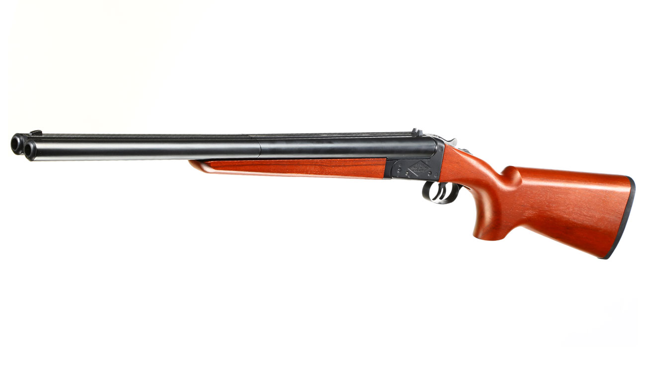 Haw San FS-0521 Full Size Long Double Barrel Vollmetall Gas Shotgun 6mm BB Echtholz-Version