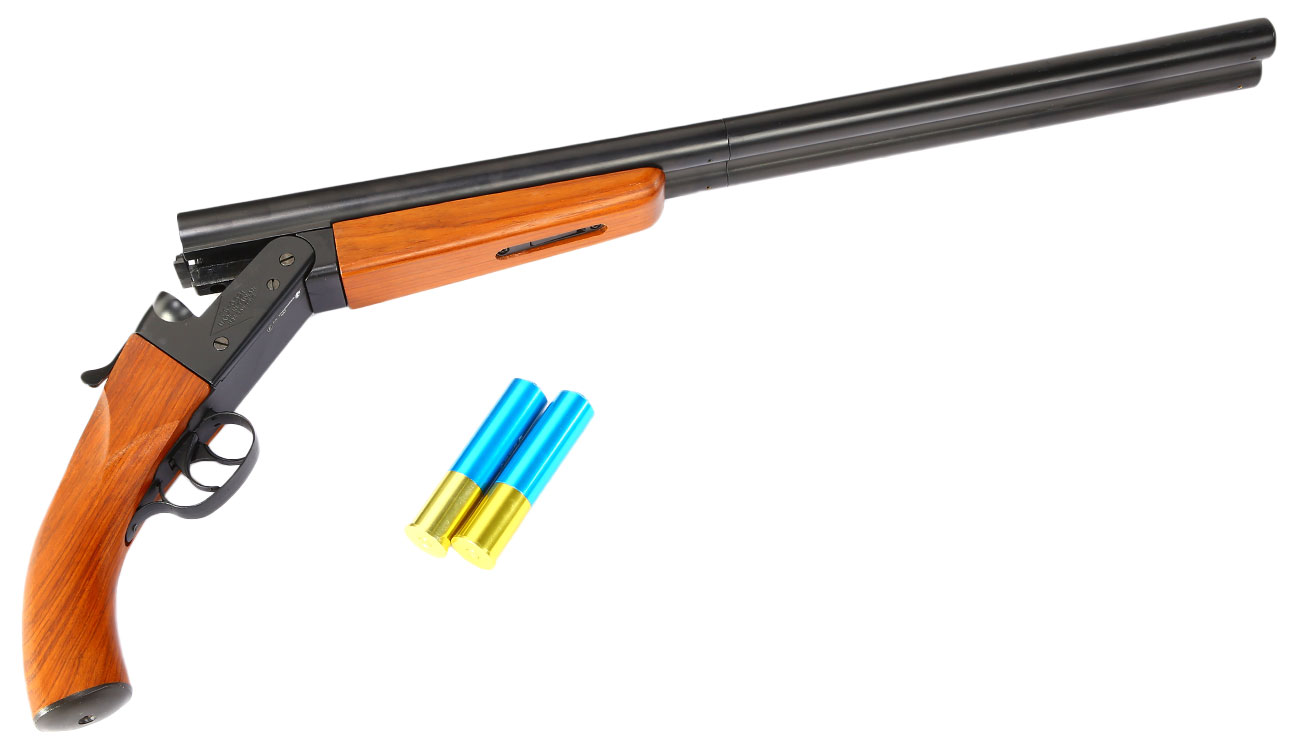 Haw San FS-0521 Long Double Barrel Vollmetall Gas Shotgun 6mm BB Echtholz-Version Bild 6