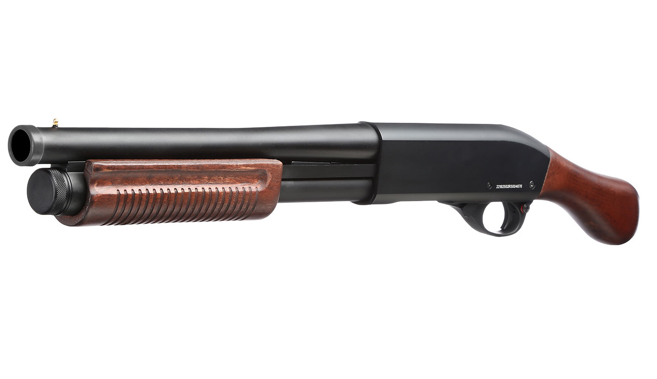 Jag Arms Scattergun Sawed-Off Vollmetall Pump Action Gas Shotgun 6mm BB Echtholz-Version