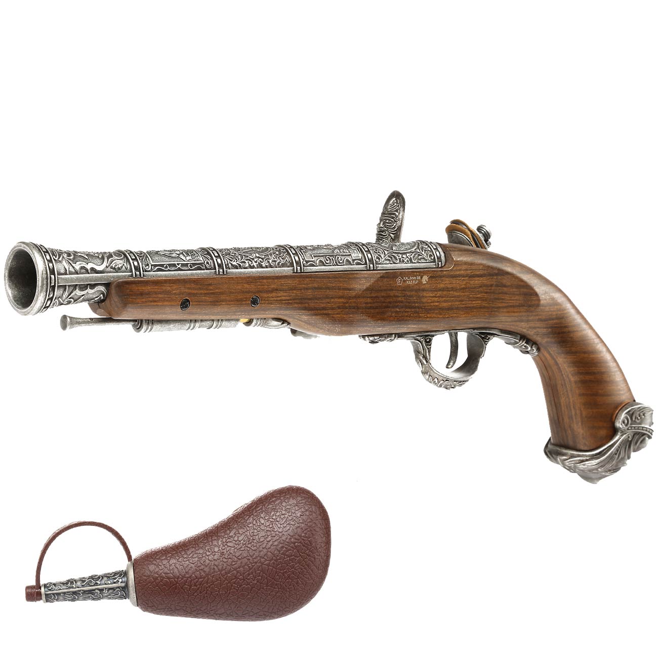 HFC Pirate Flintlock Pistole 18th Century Vollmetall CO2 holzoptik silber