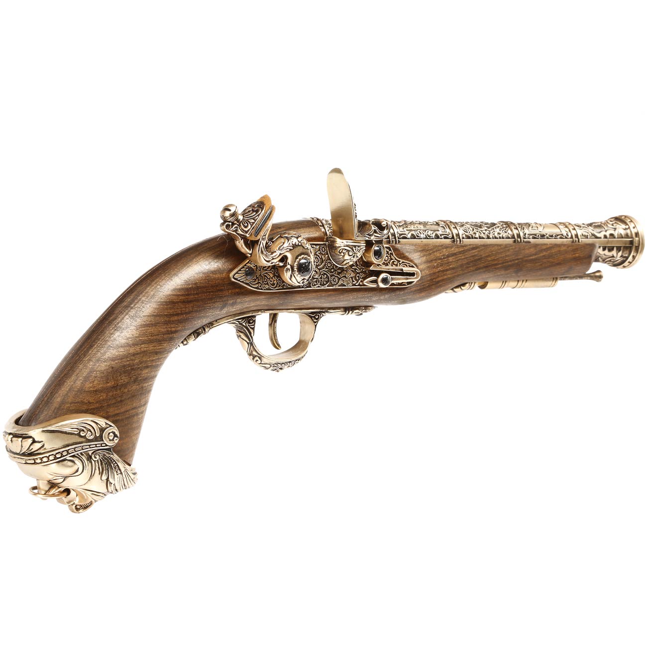 HFC Pirate Flintlock Pistole 18th Century Vollmetall CO2 holzoptik gold Bild 1