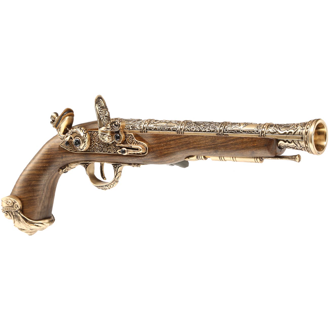 HFC Pirate Flintlock Pistole 18th Century Vollmetall CO2 holzoptik gold Bild 9