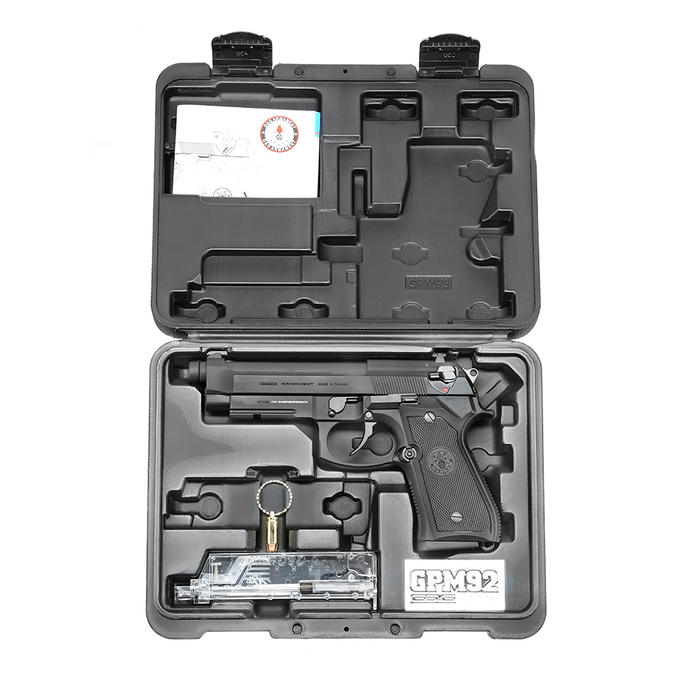 G&G GPM92 GP2 Airsoftpistole Vollmetall GBB 6mm BB schwarz inkl. Pistolenkoffer Bild 7