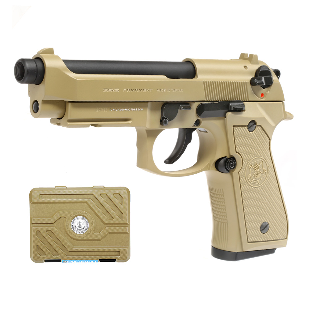 G&G GPM92 GP2 Vollmetall GBB 6mm BB Desert Tan oliv inkl. Pistolenkoffer