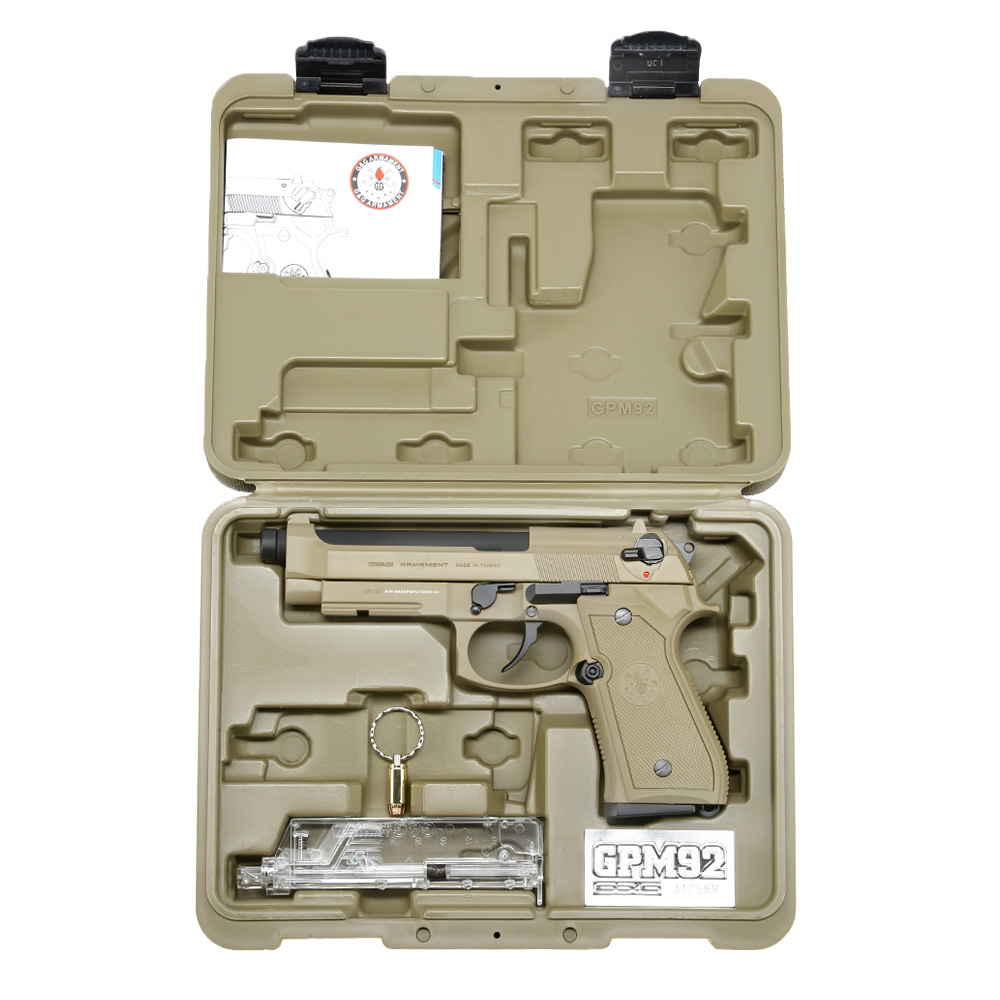 G&G GPM92 GP2 Vollmetall GBB 6mm BB Desert Tan oliv inkl. Pistolenkoffer Bild 7