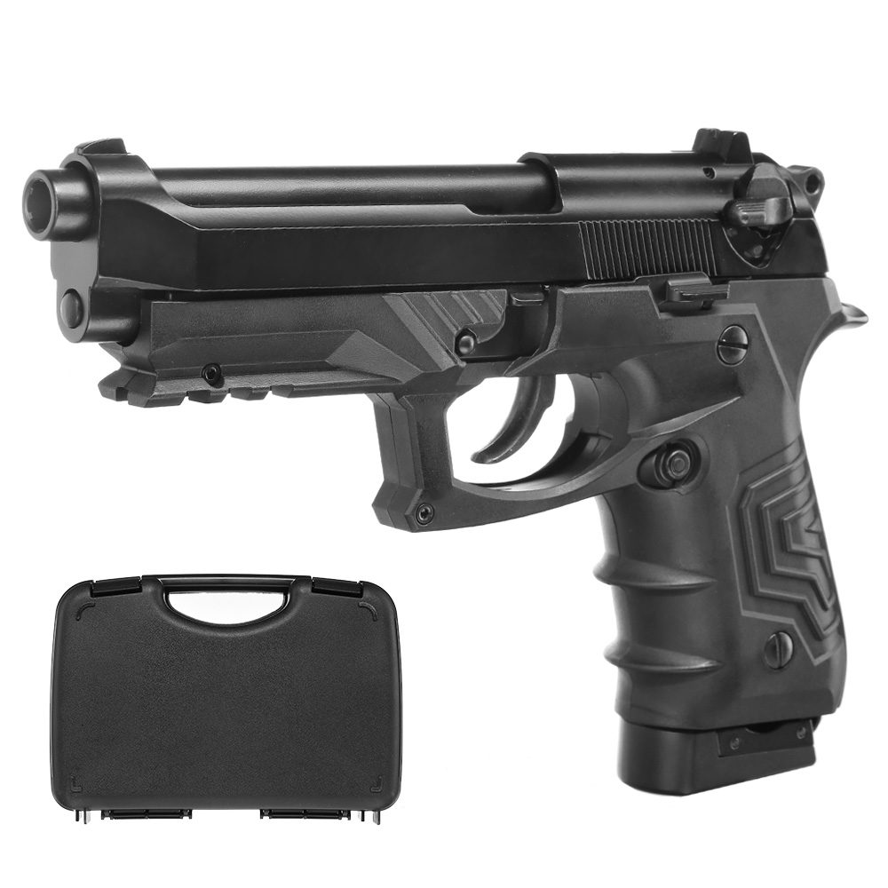 HFC M92 GripTac Vollmetall CO2 BlowBack 6mm BB schwarz inkl. Pistolenkoffer