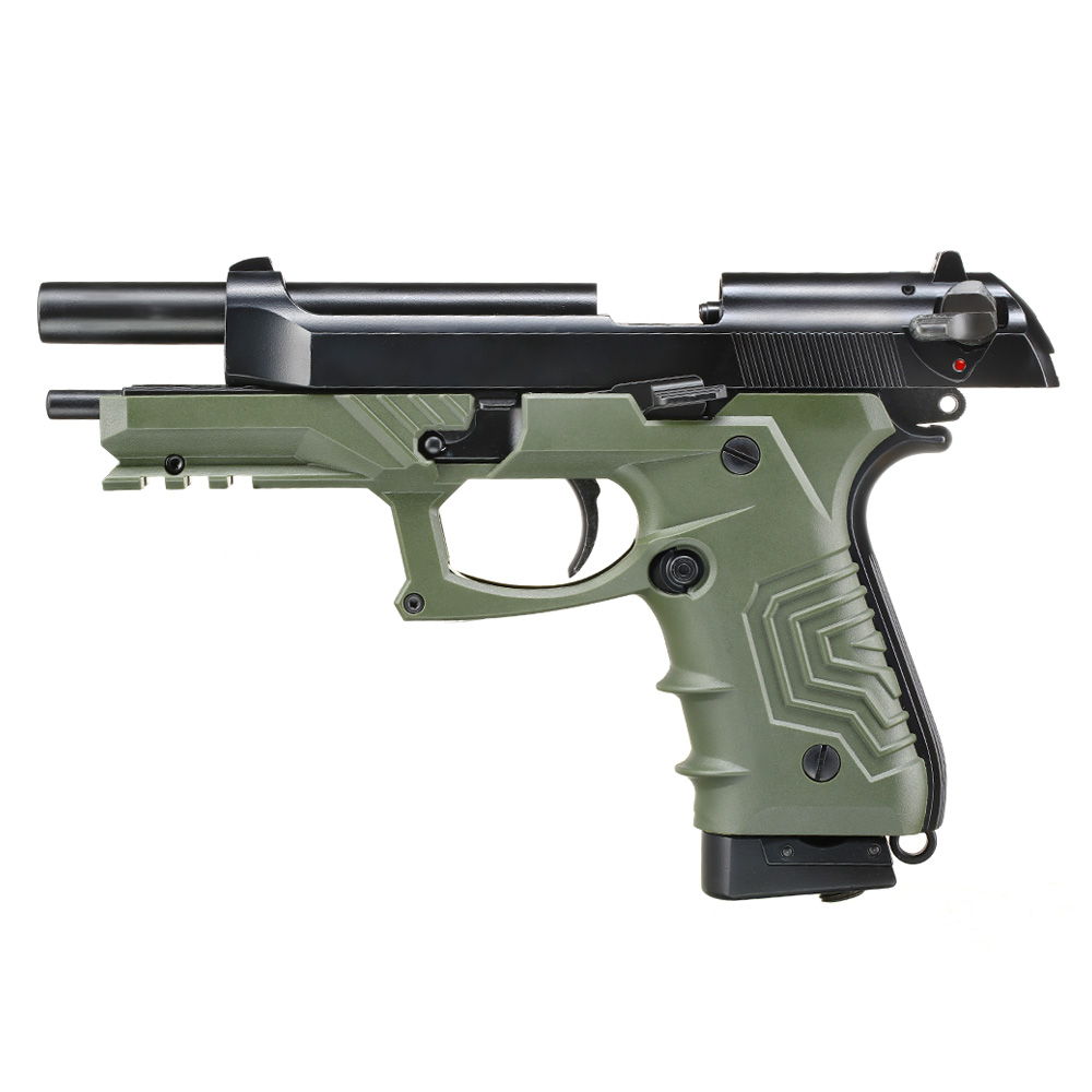 HFC M92 GripTac Airsoftpistole Vollmetall CO2 BlowBack 6mm BB oliv inkl. Pistolenkoffer Bild 2