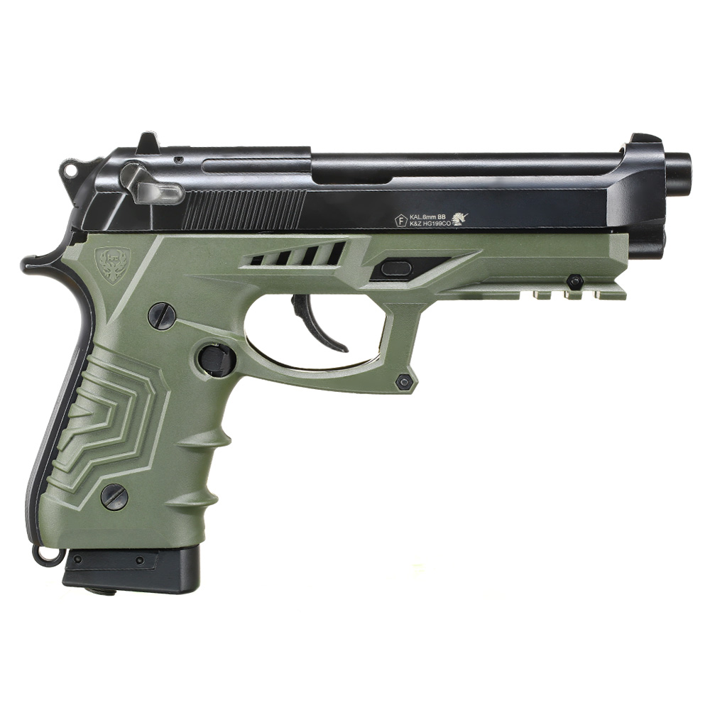 HFC M92 GripTac Airsoftpistole Vollmetall CO2 BlowBack 6mm BB oliv inkl. Pistolenkoffer Bild 3