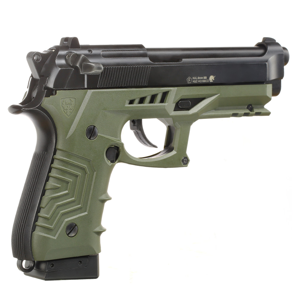 HFC M92 GripTac Airsoftpistole Vollmetall CO2 BlowBack 6mm BB oliv inkl. Pistolenkoffer Bild 4