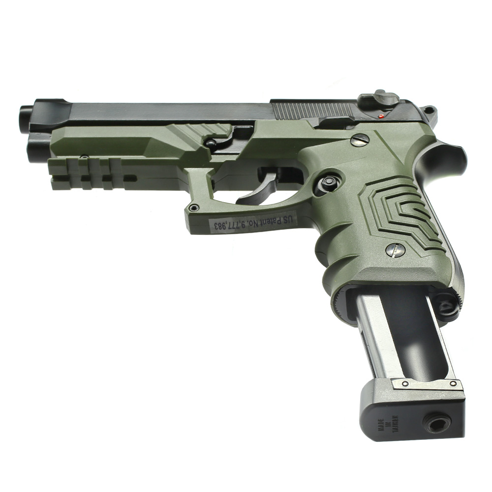 HFC M92 GripTac Airsoftpistole Vollmetall CO2 BlowBack 6mm BB oliv inkl. Pistolenkoffer Bild 5