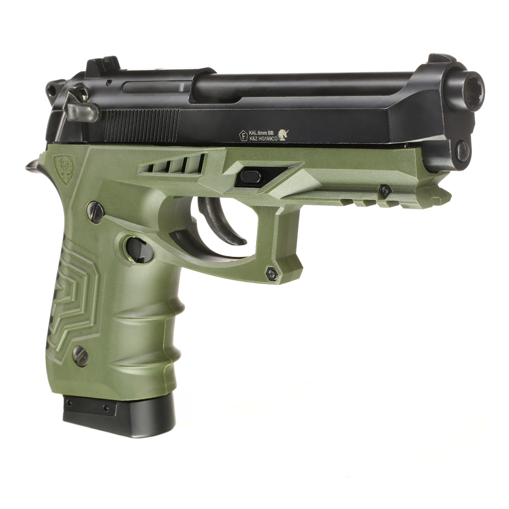 HFC M92 GripTac Airsoftpistole Vollmetall CO2 BlowBack 6mm BB oliv inkl. Pistolenkoffer Bild 8