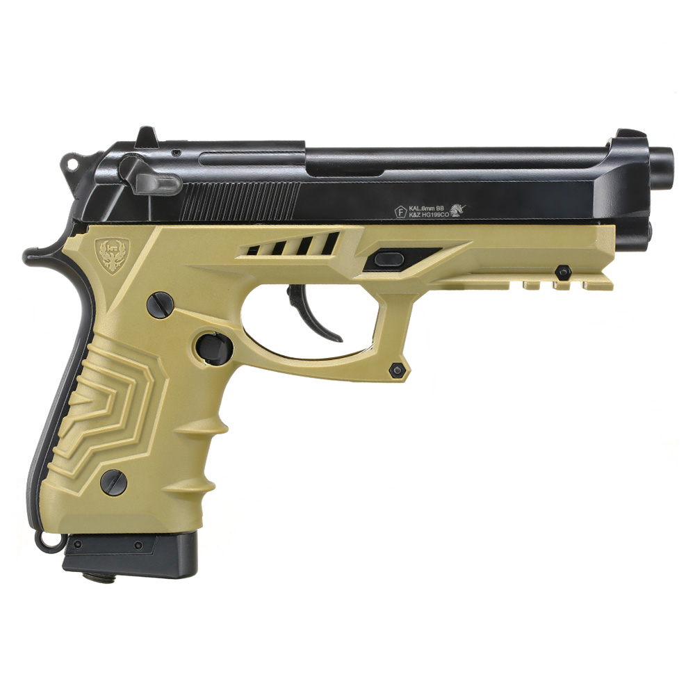 HFC M92 GripTac Airsoftpistole Vollmetall CO2 BlowBack 6mm BB coyote inkl. Pistolenkoffer Bild 3