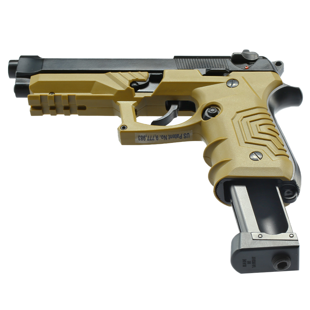 HFC M92 GripTac Airsoftpistole Vollmetall CO2 BlowBack 6mm BB coyote inkl. Pistolenkoffer Bild 5