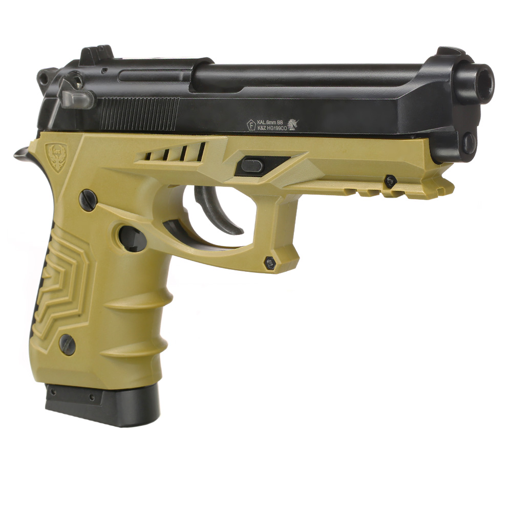 HFC M92 GripTac Airsoftpistole Vollmetall CO2 BlowBack 6mm BB coyote inkl. Pistolenkoffer Bild 8
