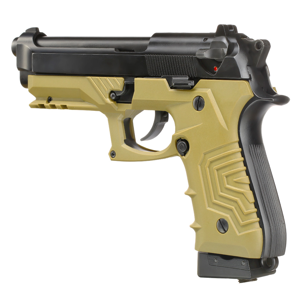 HFC M92 GripTac Airsoftpistole Vollmetall CO2 BlowBack 6mm BB coyote inkl. Pistolenkoffer Bild 9