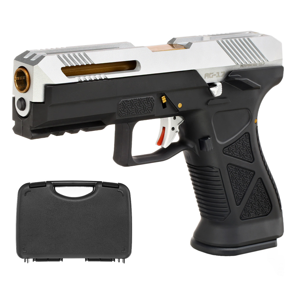 HFC AG-17 mit Metallschlitten GBB 6mm BB silber / schwarz inkl. Pistolenkoffer