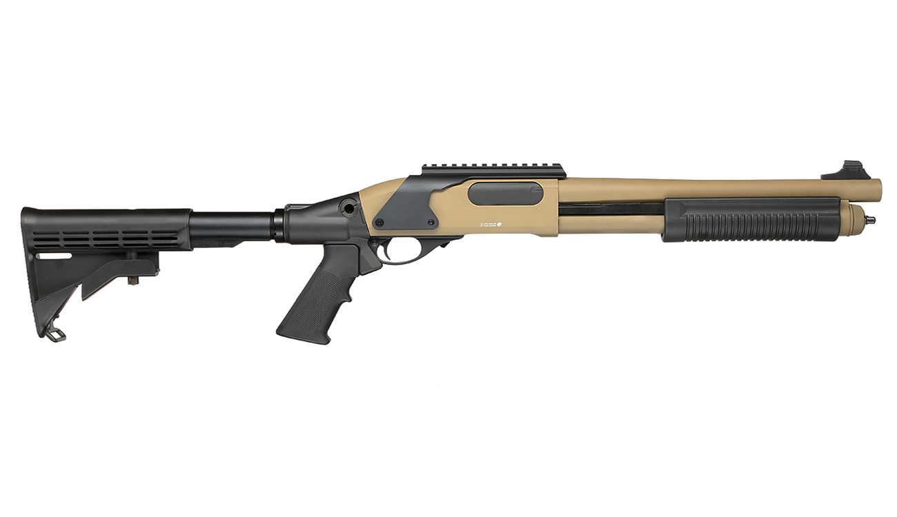 Golden Eagle M8873 Vollmetall Pump Action Gas Shotgun 6mm BB Tan Bild 2