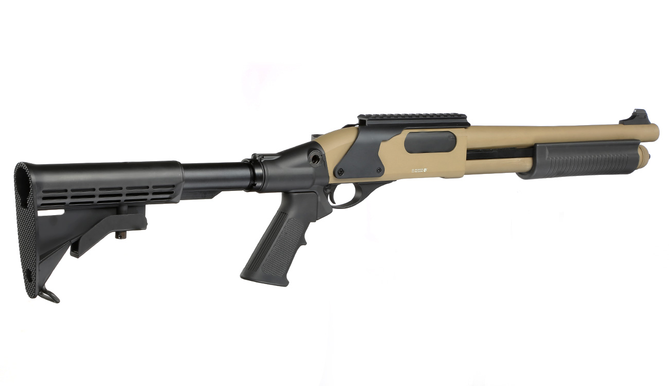 Golden Eagle M8873 Vollmetall Pump Action Gas Shotgun 6mm BB Tan Bild 3