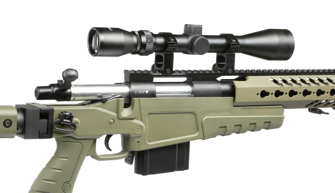 Well MB4418-3D Mk13 Mod 7 Snipergewehr inkl. Zweibein / Zielfernrohr Springer 6mm BB oliv Bild 10