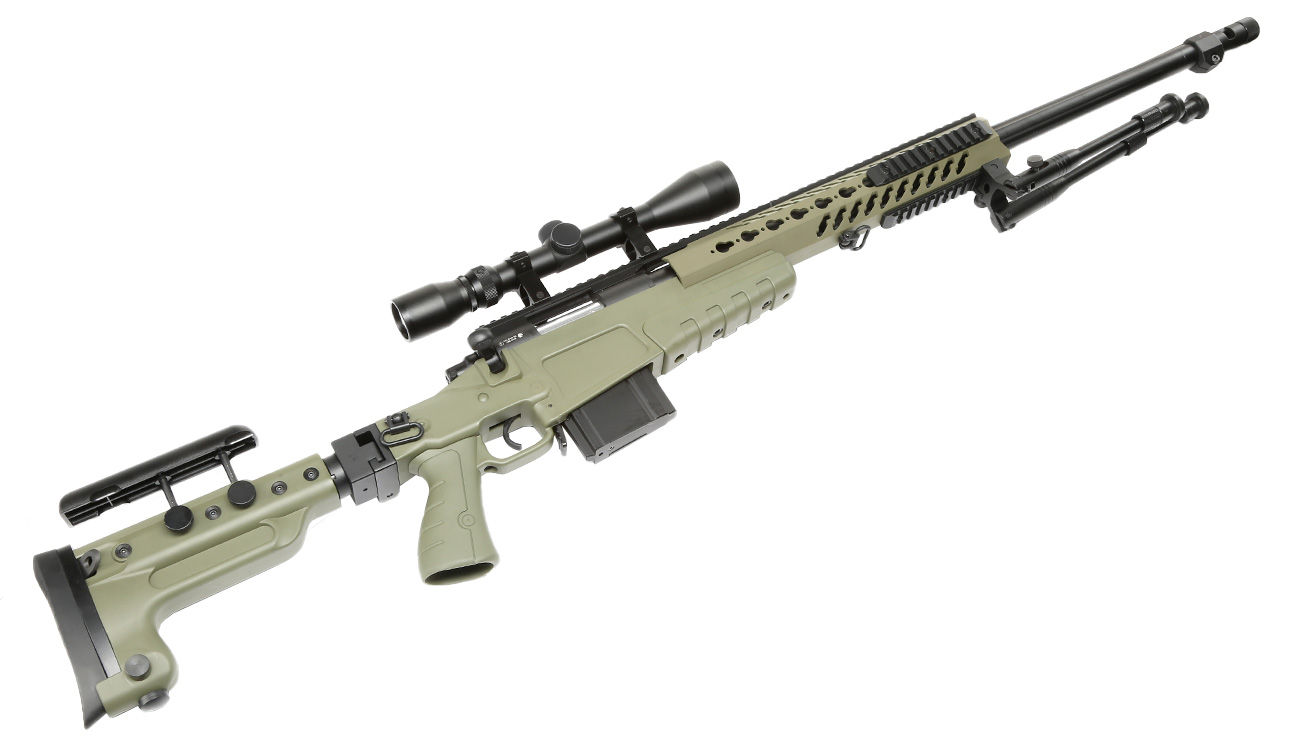 Well MB4418-3D Mk13 Mod 7 Snipergewehr inkl. Zweibein / Zielfernrohr Springer 6mm BB oliv Bild 5