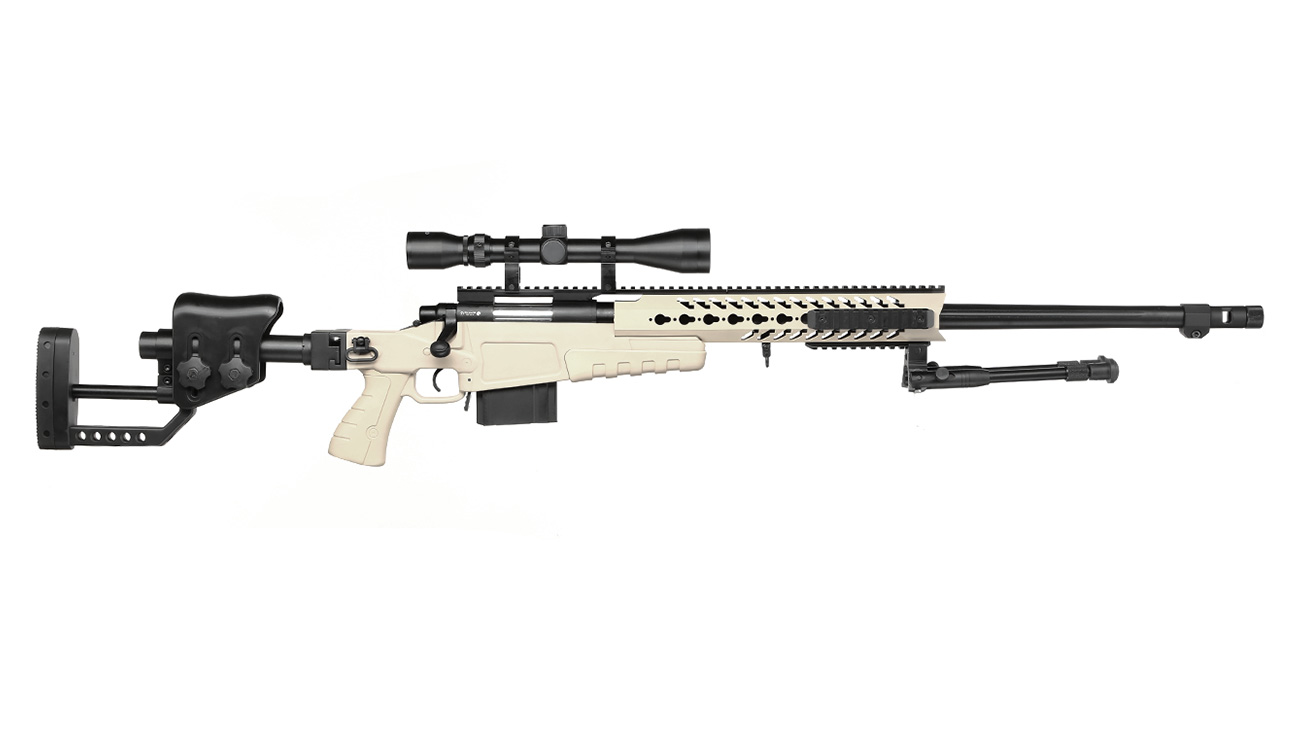 Well MB4418-2D Mk13 Custom Snipergewehr inkl. Zweibein / Zielfernrohr Springer 6mm BB tan Bild 2