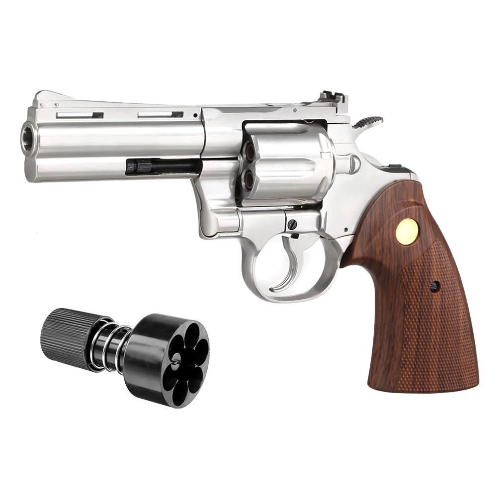 King Arms .357 Python 4 Zoll Revolver Vollmetall Gas 6mm BB Chrome-Finish