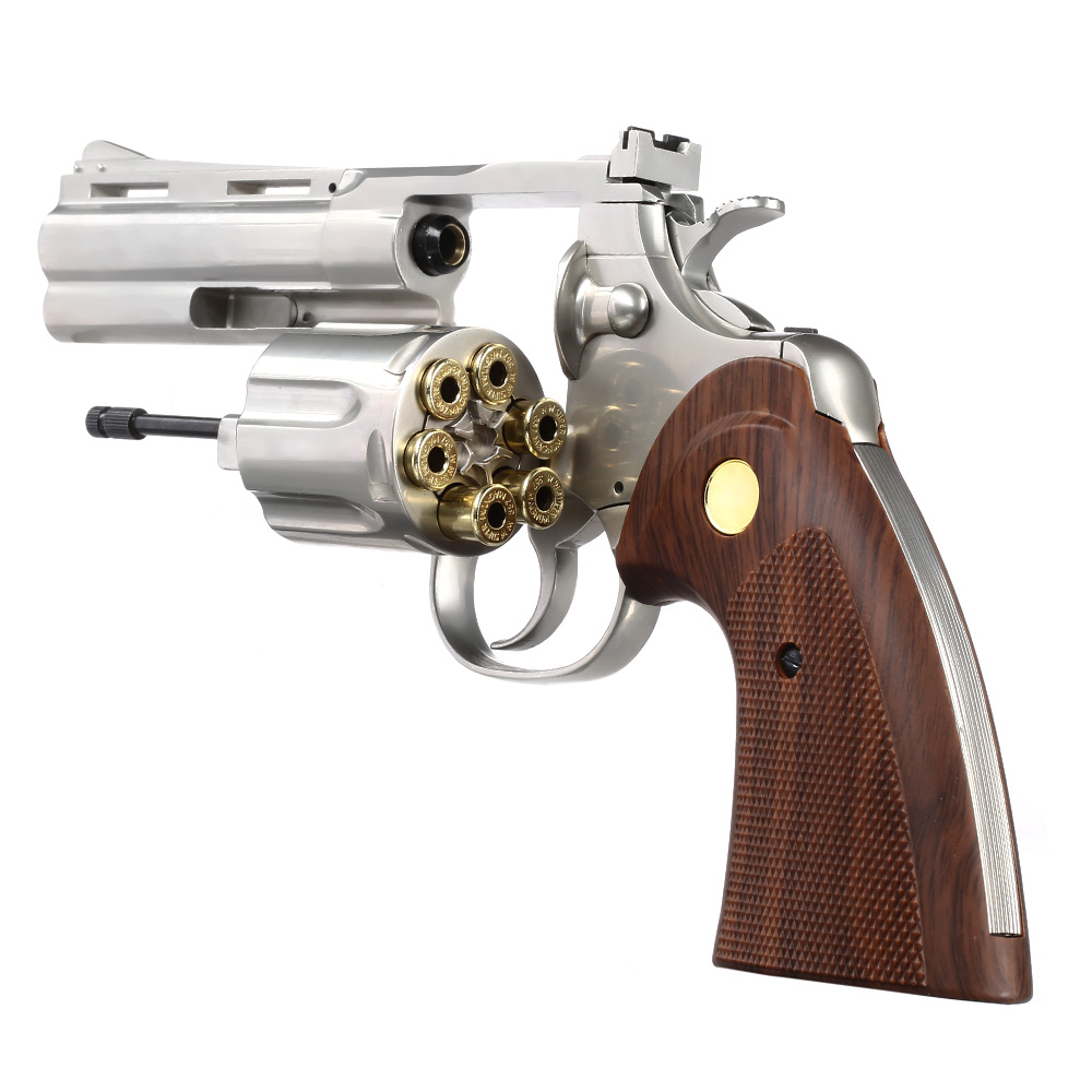 King Arms .357 Python 4 Zoll Revolver Vollmetall Gas 6mm BB Chrome-Finish Bild 4