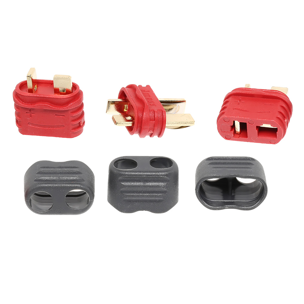 Nuprol T-Plug / T-Stecker Stecker-Buchsen Set rot - 1x Stecker / 2x Buchse