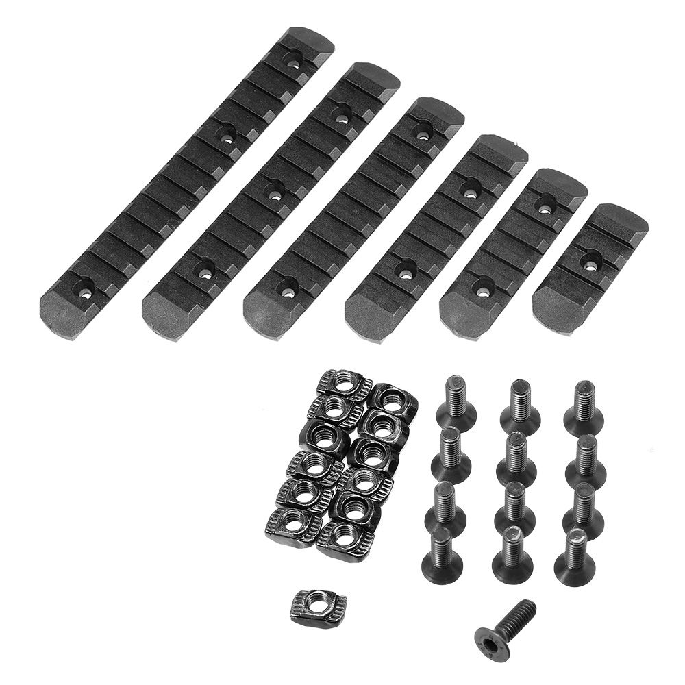 MP KeyMod / LOCK 21mm Polymer Schienen Set (6 Stck) schwarz