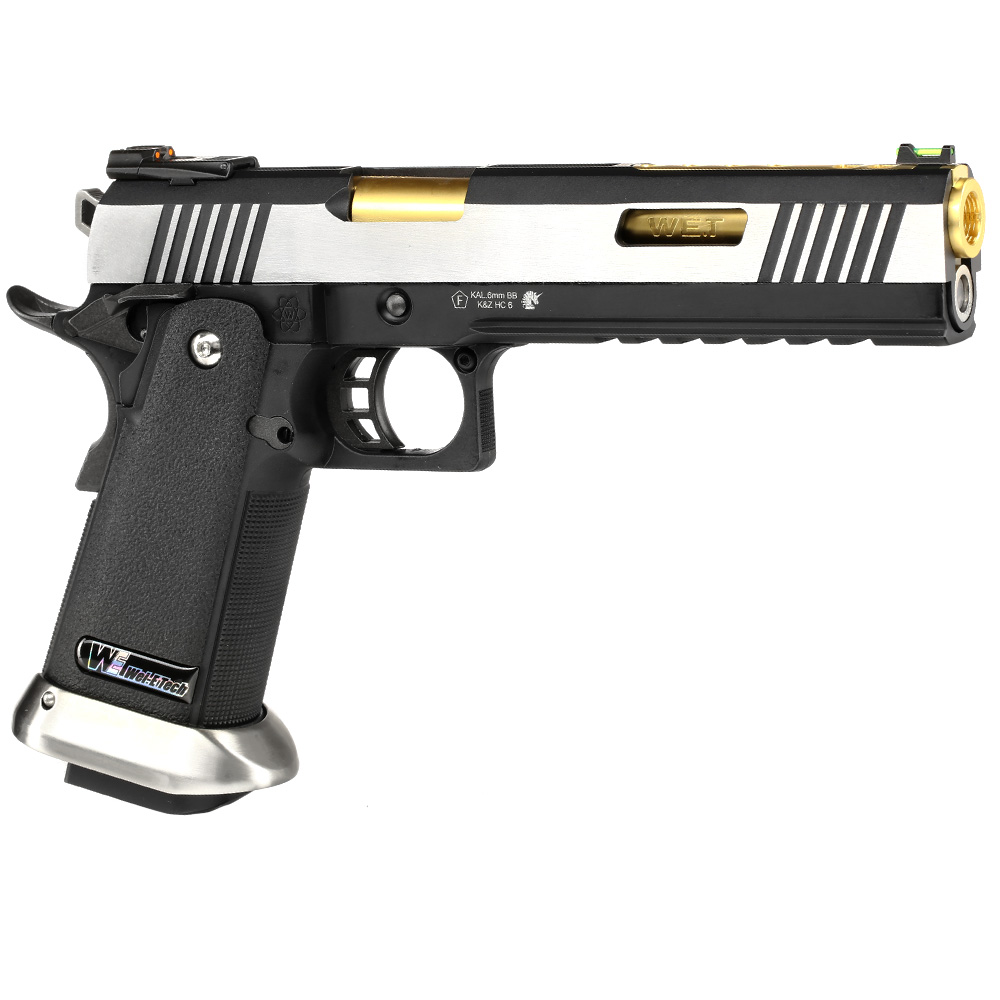 Wei-ETech Hi-Capa 6 WET Force Type-A Vollmetall GBB 6mm BB silber / gold Bild 7