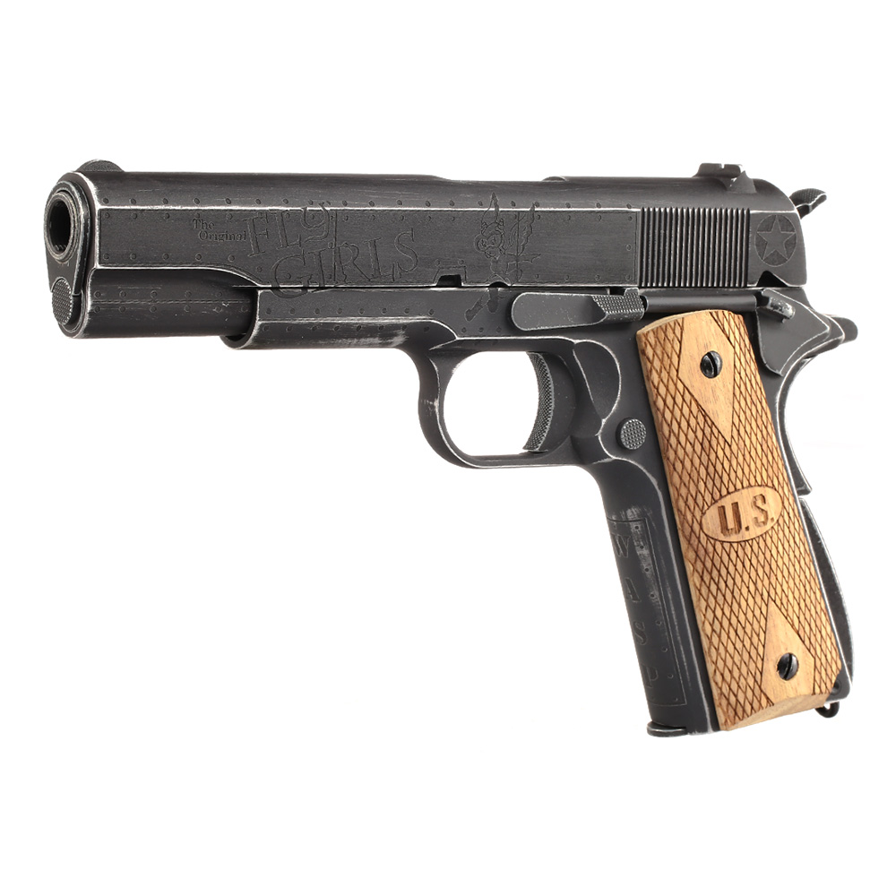 Cybergun / AWC Auto-Ordnance 1911 Fly Girls Vollmetall GBB 6mm BB Vintage-Black