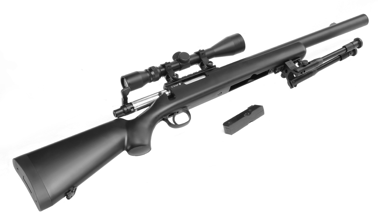 Well M700 Short-Type Snipergewehr inkl. Zweibein / Zielfernrohr Springer 6mm BB schwarz Bild 4
