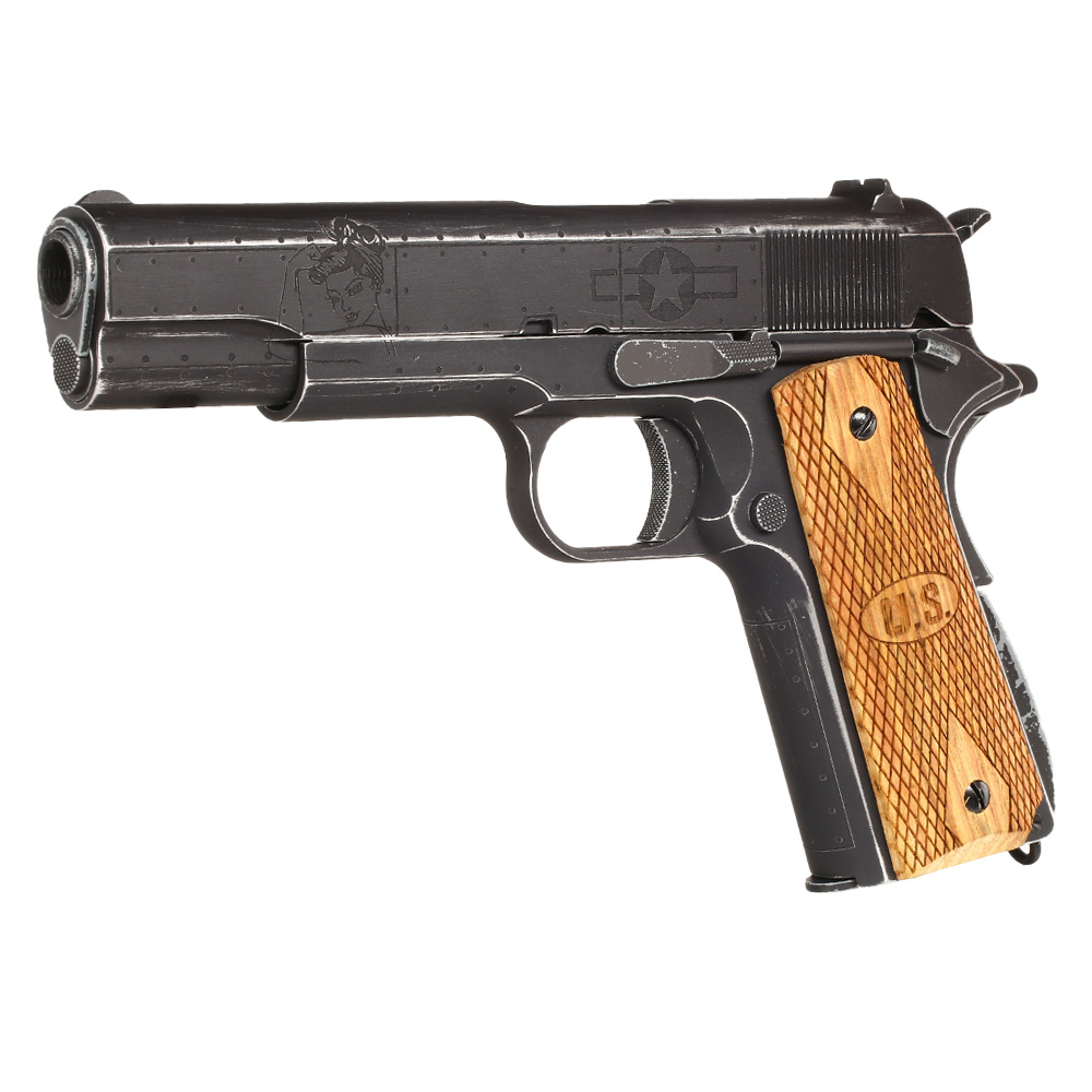 Cybergun / AWC Auto-Ordnance 1911 Victory Girls Vollmetall GBB 6mm BB Vintage-Black
