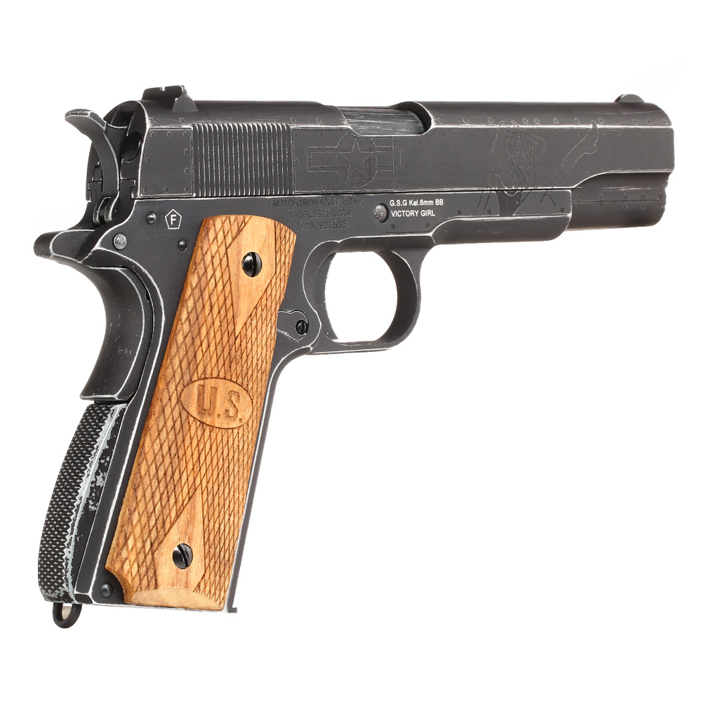 Cybergun / AWC Auto-Ordnance 1911 Victory Girls Vollmetall GBB 6mm BB Vintage-Black Bild 4
