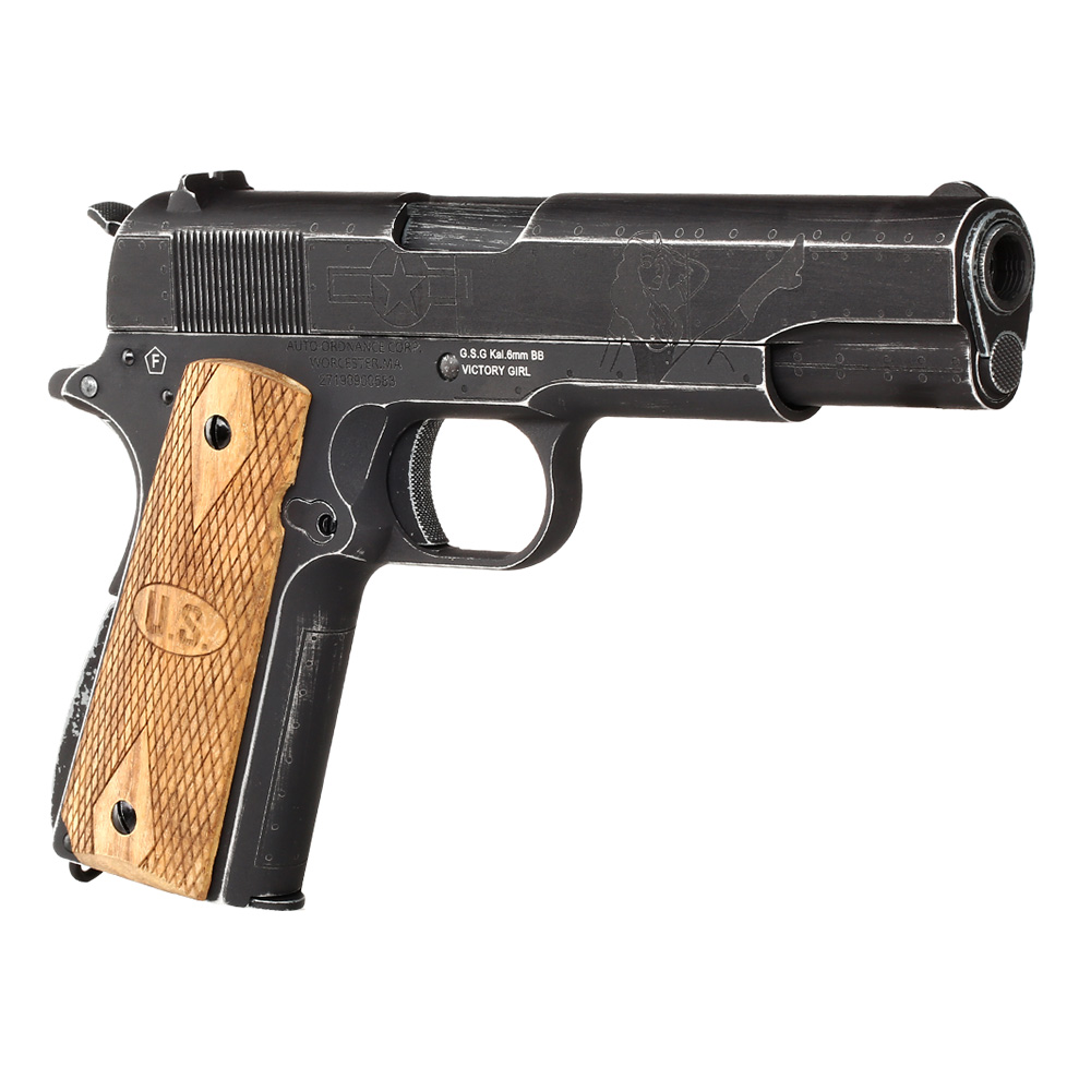 Cybergun / AWC Auto-Ordnance 1911 Victory Girls Vollmetall GBB 6mm BB Vintage-Black Bild 7