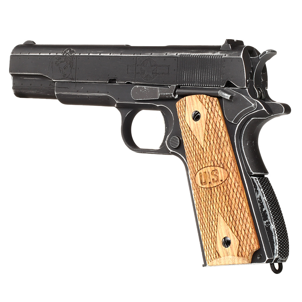 Cybergun / AWC Auto-Ordnance 1911 Victory Girls Vollmetall GBB 6mm BB Vintage-Black Bild 8