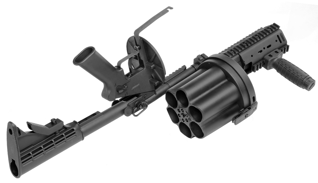 ICS MGL 40mm Airsoft Revolver-Granatwerfer Long Rail System Version schwarz - Short Barrel Bild 11