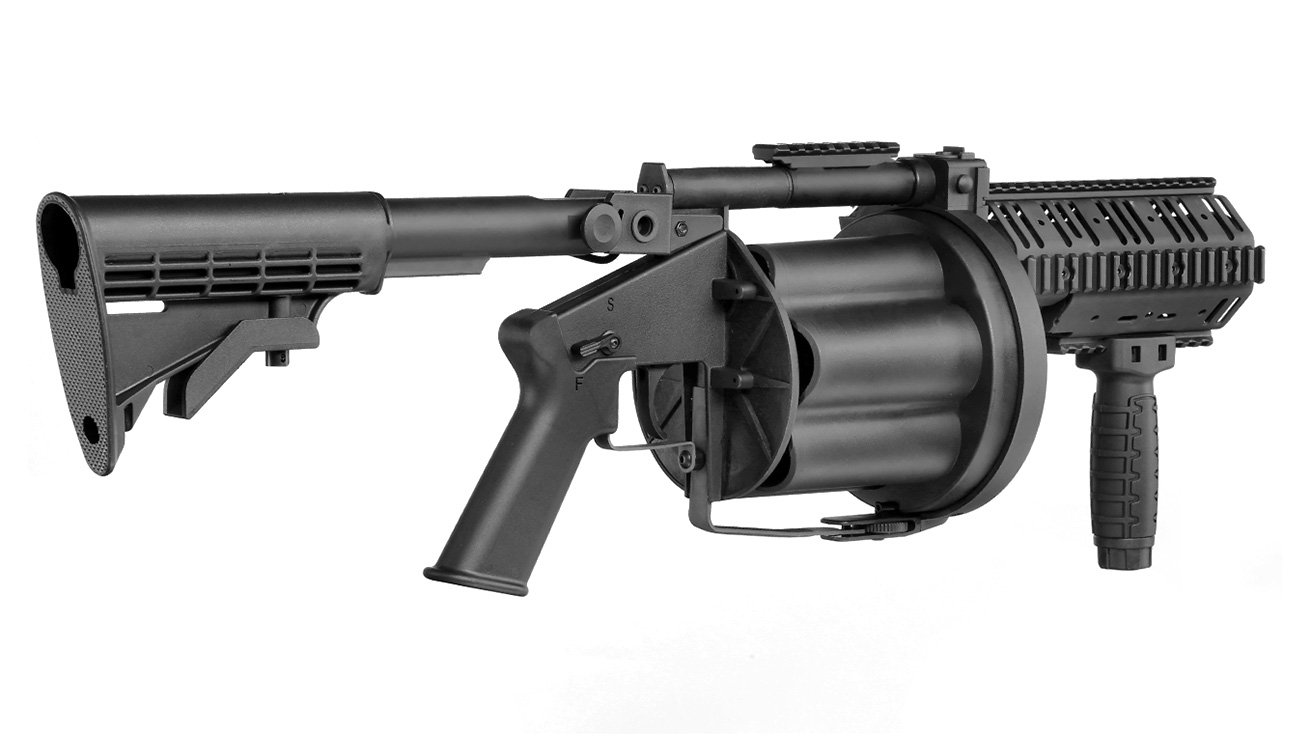 ICS MGL 40mm Airsoft Revolver-Granatwerfer Long Rail System Version schwarz - Short Barrel Bild 3