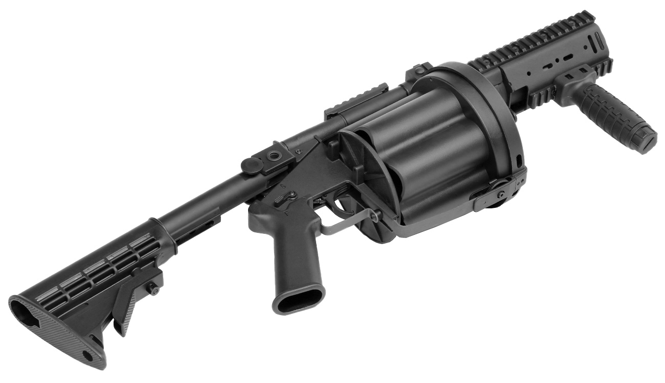 ICS MGL 40mm Airsoft Revolver-Granatwerfer Long Rail System Version schwarz - Short Barrel Bild 4