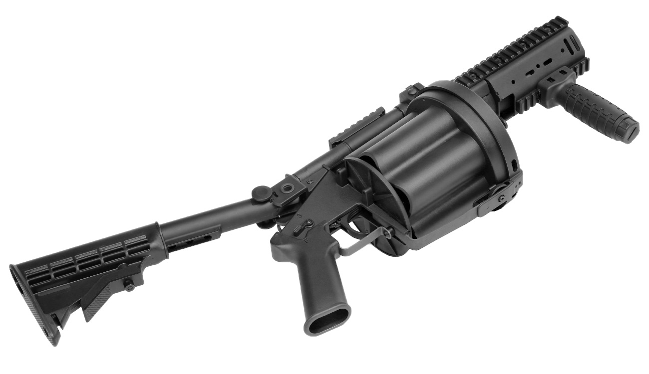 ICS MGL 40mm Airsoft Revolver-Granatwerfer Long Rail System Version schwarz - Short Barrel Bild 6