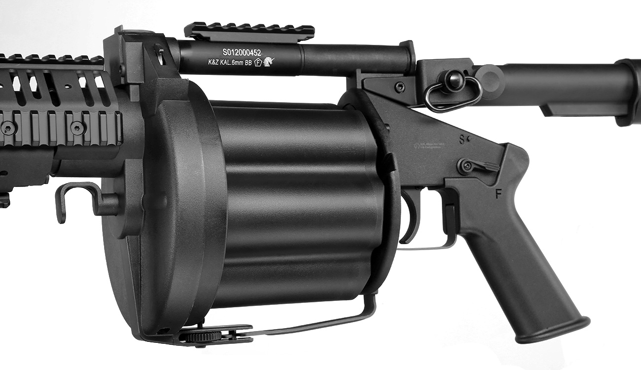 ICS MGL 40mm Airsoft Revolver-Granatwerfer Long Rail System Version schwarz - Short Barrel Bild 8