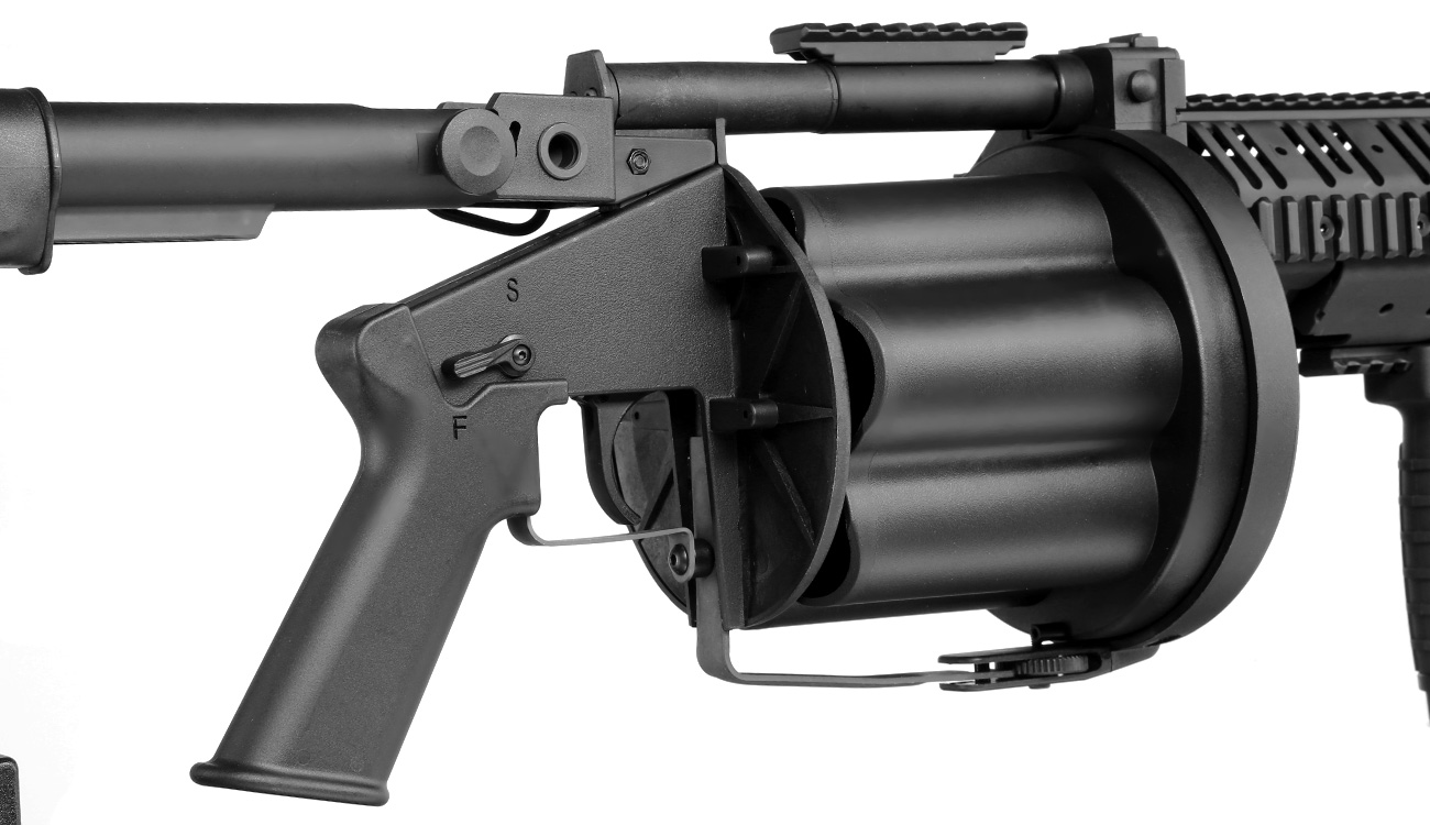 ICS MGL 40mm Airsoft Revolver-Granatwerfer Long Rail System Version schwarz - Short Barrel Bild 9
