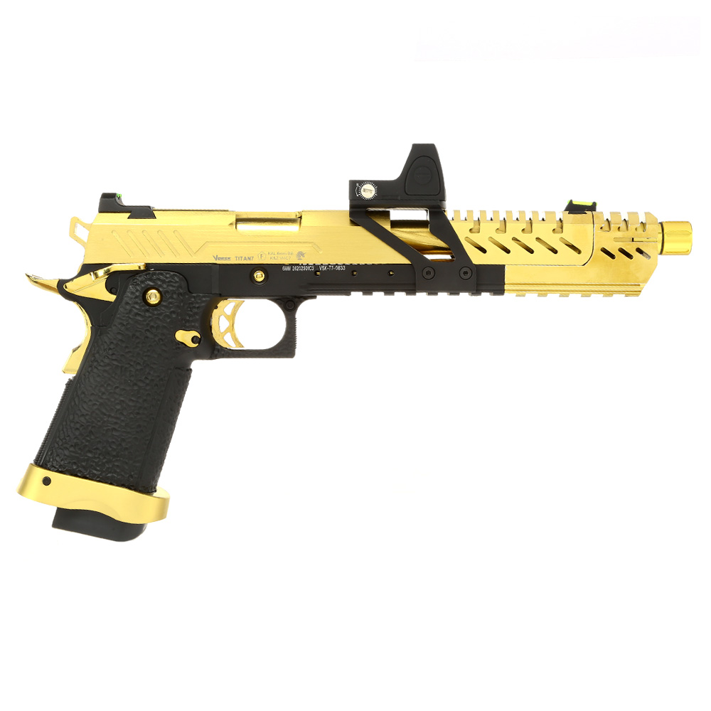 Vorsk Airsoft Hi-Capa Titan 7 Split-Slide mit HD5141 LPZ Vollmetall GBB 6mm BB gold / schwarz Bild 3