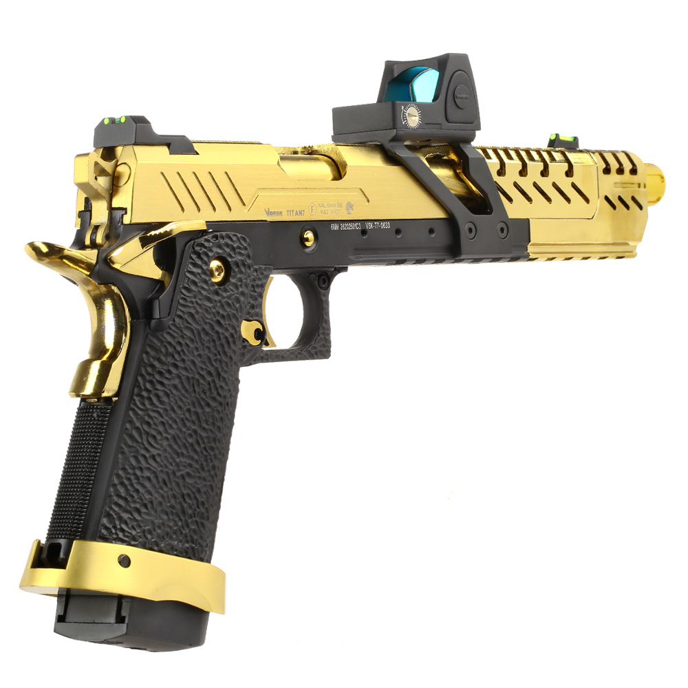 Vorsk Airsoft Hi-Capa Titan 7 Split-Slide mit HD5141 LPZ Vollmetall GBB 6mm BB gold / schwarz Bild 4