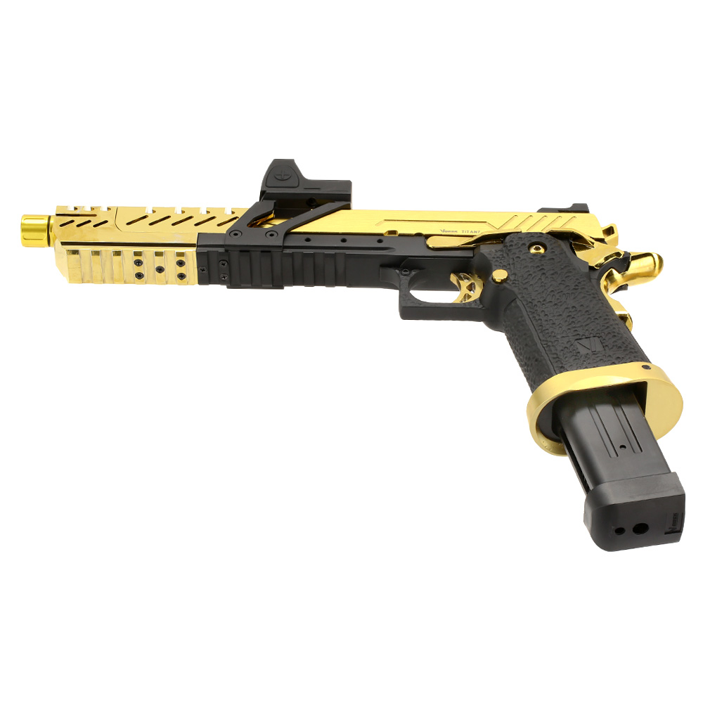 Vorsk Airsoft Hi-Capa Titan 7 Split-Slide mit HD5141 LPZ Vollmetall GBB 6mm BB gold / schwarz Bild 5