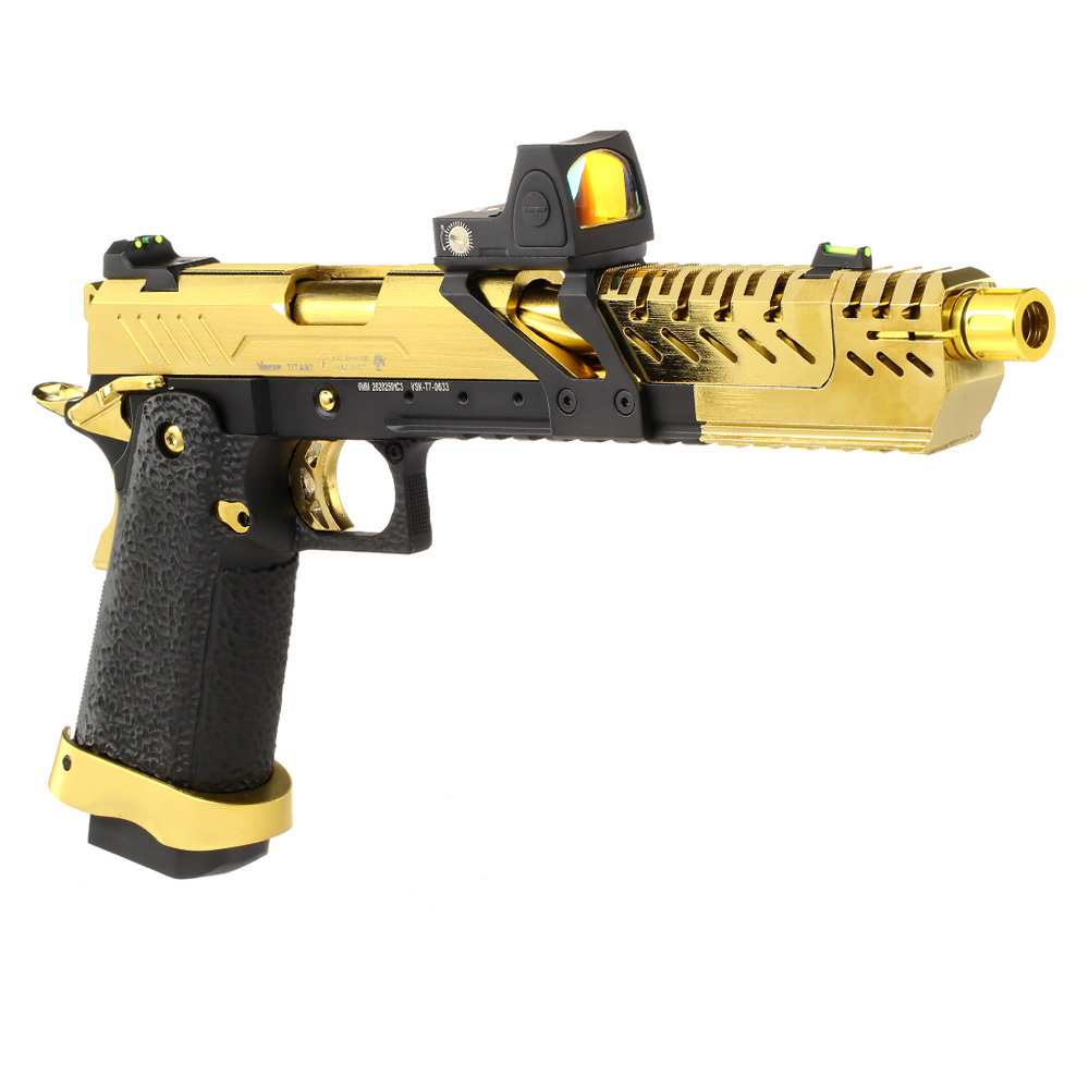 Vorsk Airsoft Hi-Capa Titan 7 Split-Slide mit HD5141 LPZ Vollmetall GBB 6mm BB gold / schwarz Bild 7