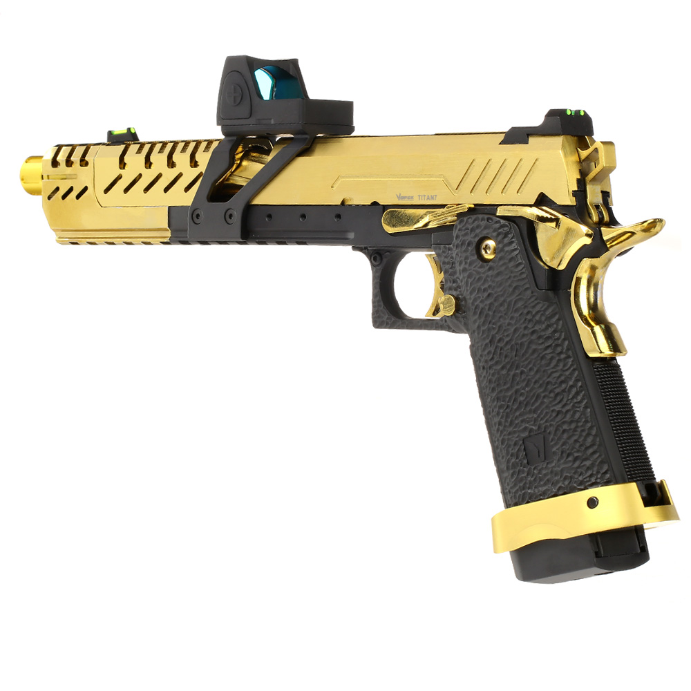 Vorsk Airsoft Hi-Capa Titan 7 Split-Slide mit HD5141 LPZ Vollmetall GBB 6mm BB gold / schwarz Bild 8